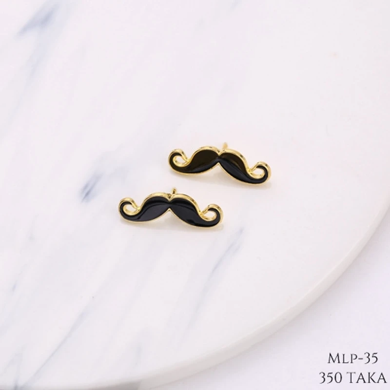 Black Metal Moustache Lapel Pin. MLP-35