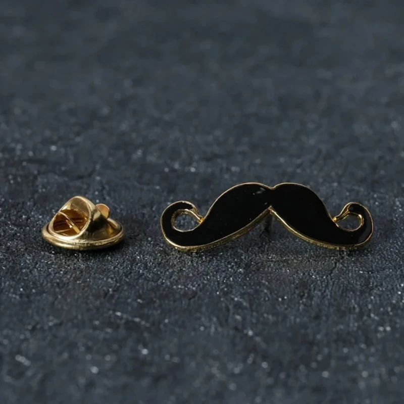 Black Metal Moustache Lapel Pin. MLP-35