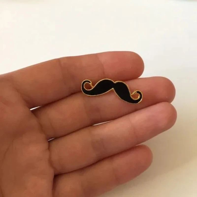 Black Metal Moustache Lapel Pin. MLP-35 - Image 3