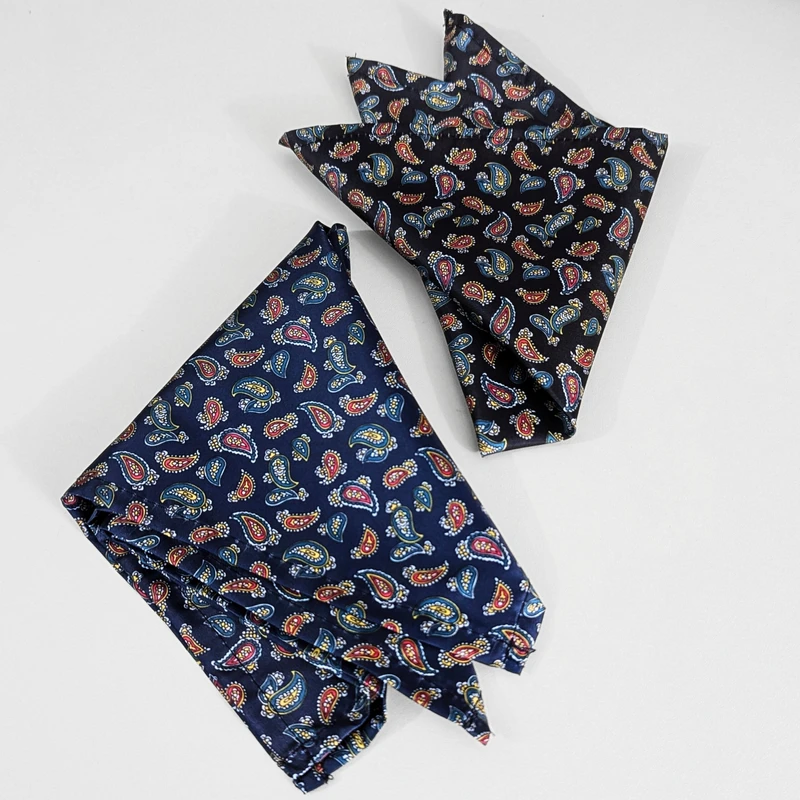 Black & Blue Paisley 13x13 Pocket Squares. PS-13064