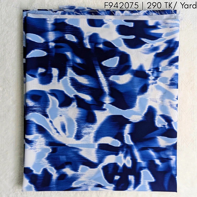 Blue-Sky-White Marble Design Stretchable Fabric F942075