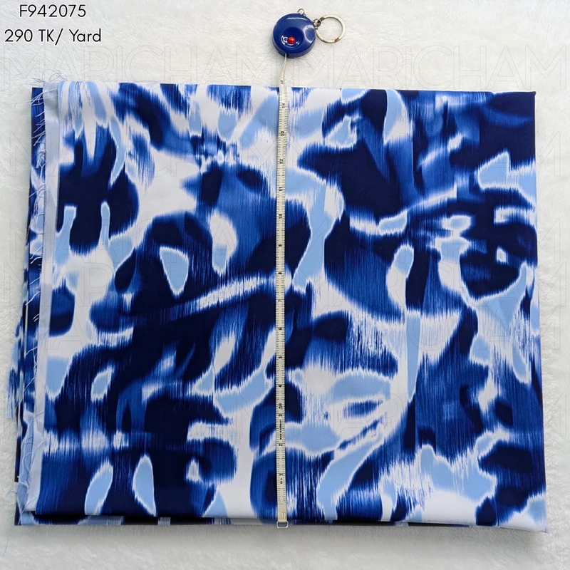 Blue-Sky-White Marble Design Stretchable Fabric F942075 - Image 4