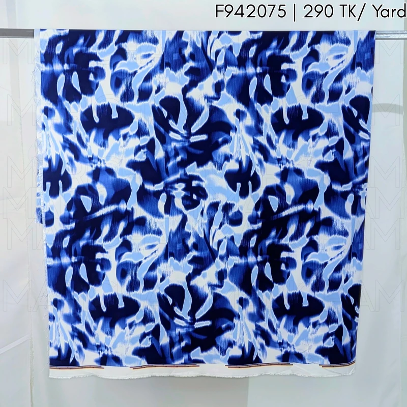 Blue-Sky-White Marble Design Stretchable Fabric F942075 - Image 5