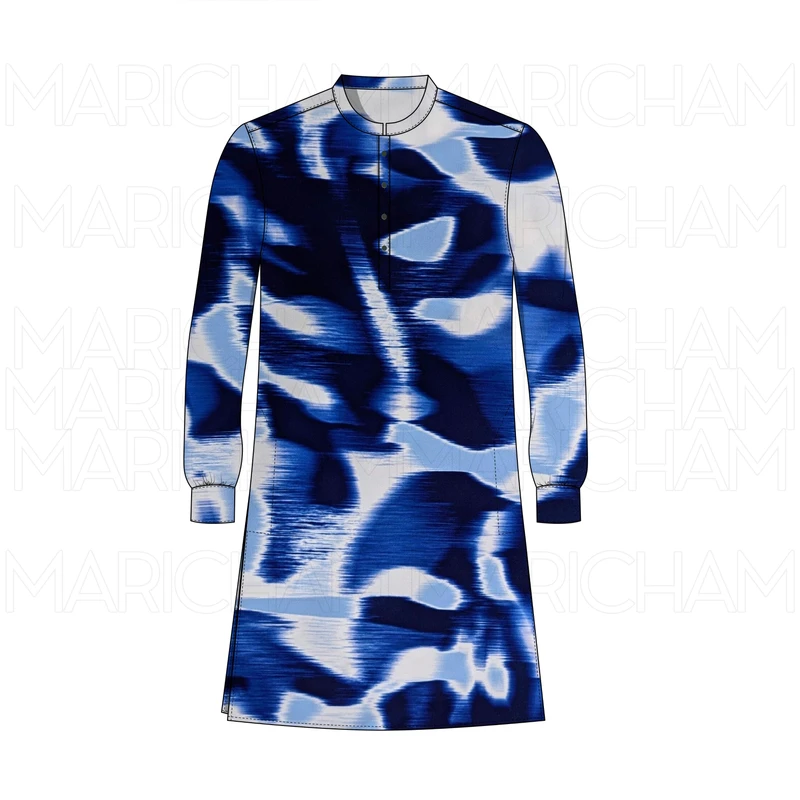 Blue-Sky-White Marble Design Stretchable Fabric F942075 - Image 8