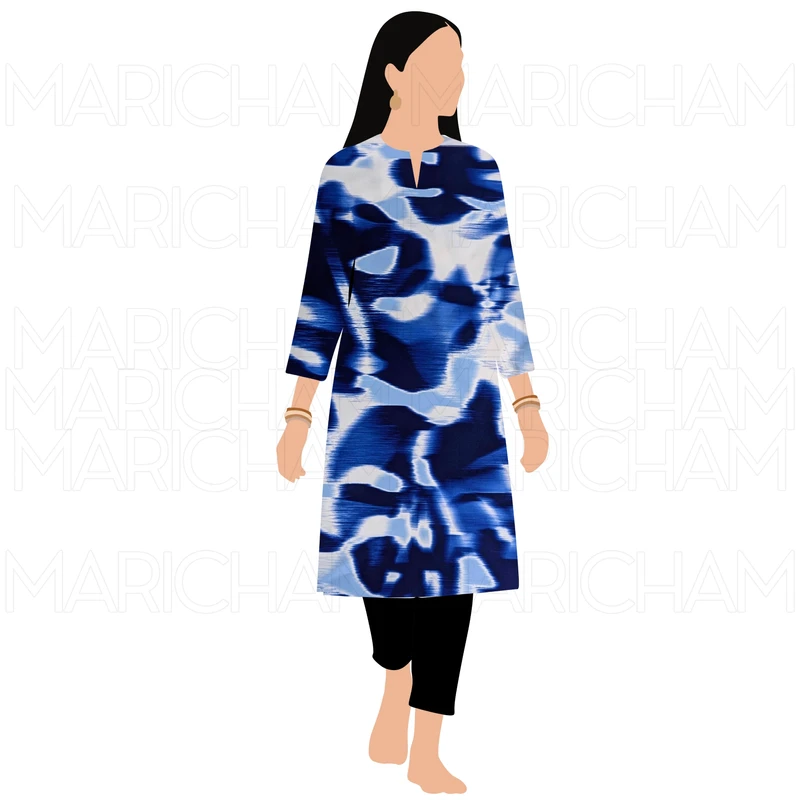 Blue-Sky-White Marble Design Stretchable Fabric F942075 - Image 10
