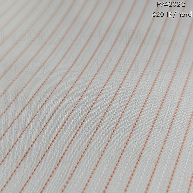 White-Orange Striped Cotton Fabric F942023