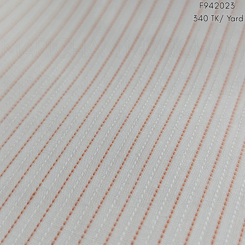 White-Orange Striped Cotton Fabric F942023