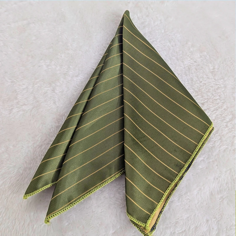 Green & Yellow Striped Both Side Useable Premium 13x13 Pocket Square. PS-13045 - Image 3