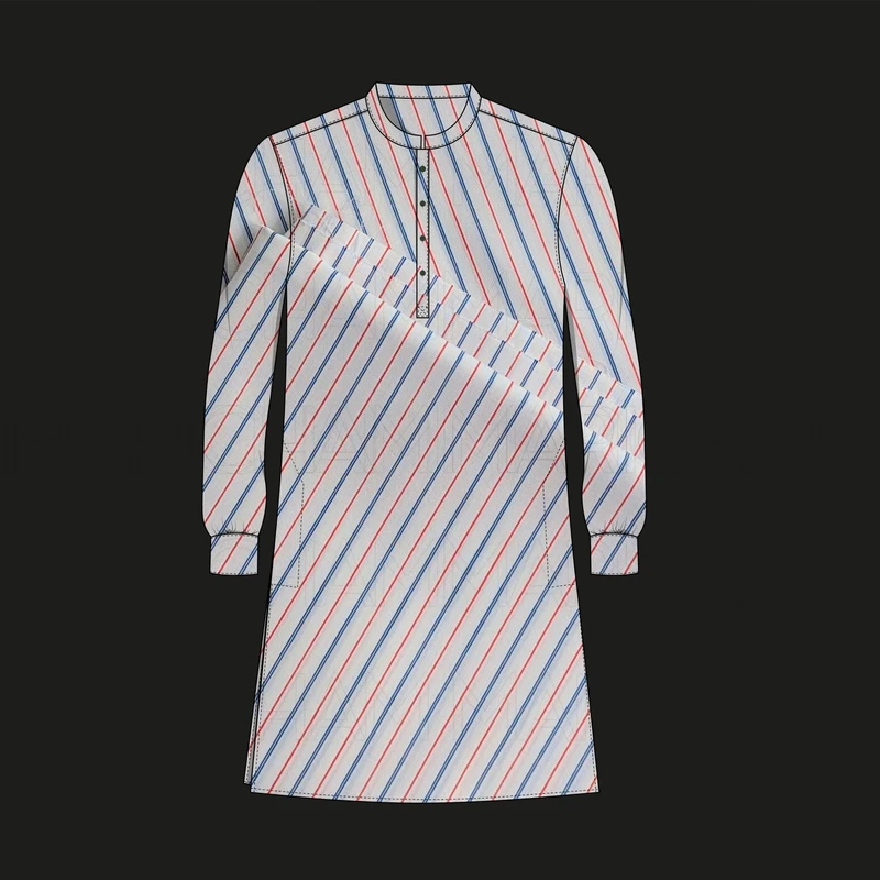 White-Blue-Red Striped Cotton Fabric F942024 - Image 7