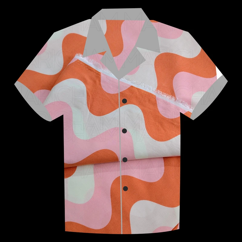 Burnt Orange-White-Pink Wavy Striped Tencel Cotton F942033 - Image 7