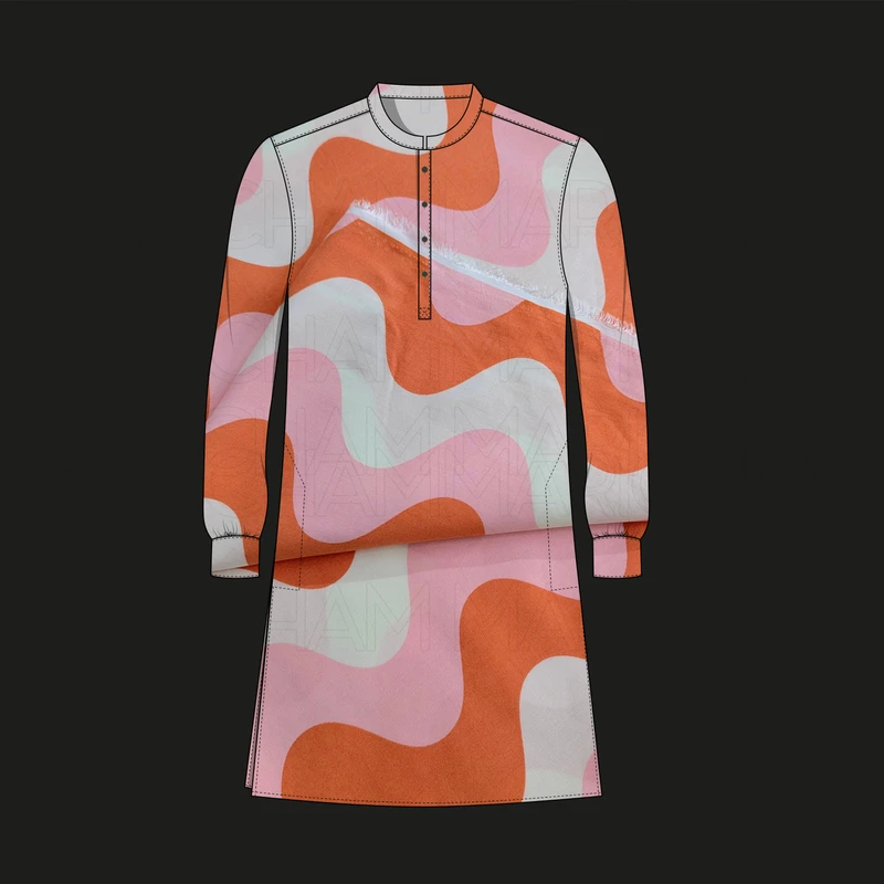 Burnt Orange-White-Pink Wavy Striped Tencel Cotton F942033 - Image 8