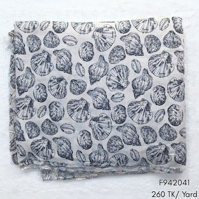 Seashell Printed Tencel Cotton Fabric F942041