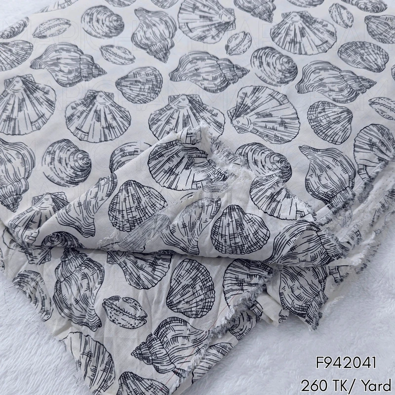 Seashell Printed Tencel Cotton Fabric F942041