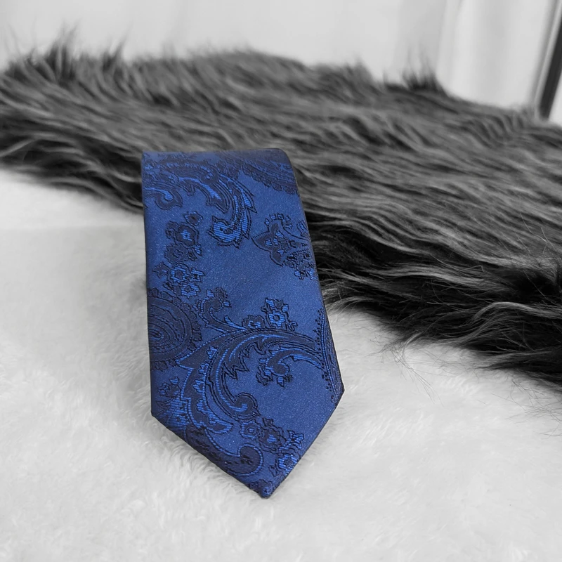 Navy Blue Paisley Neck Tie.  TIE-11