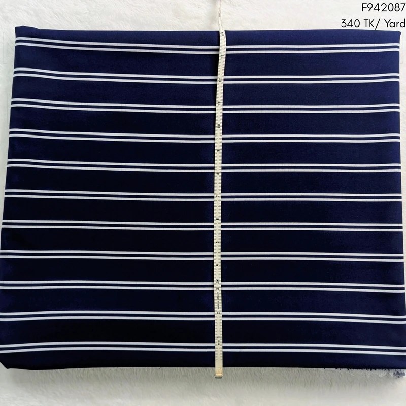 Navy Blue-White Striped Tencel Fabric F942087 - Image 4
