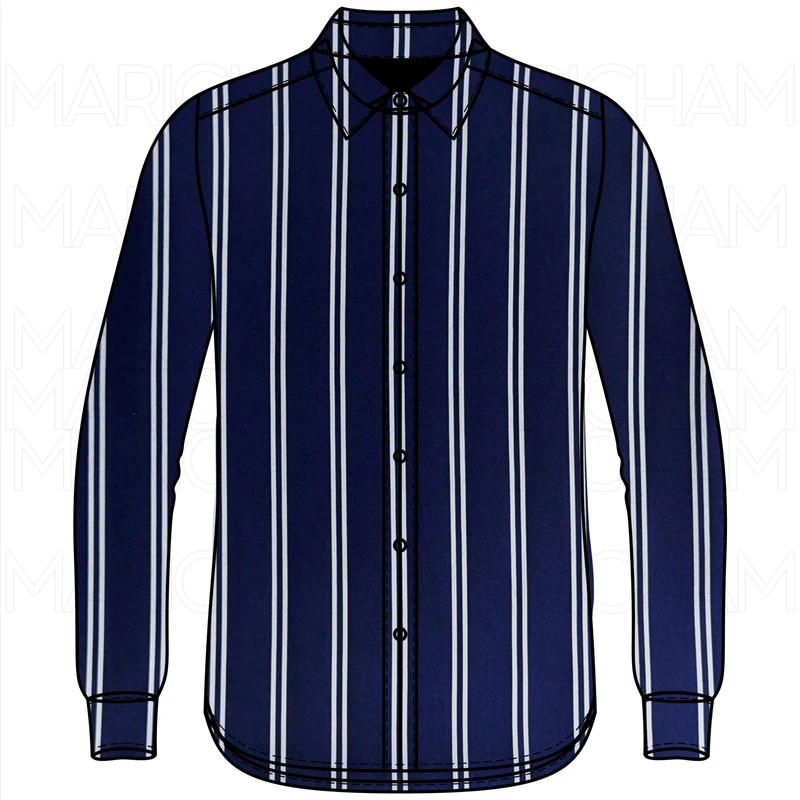 Navy Blue-White Striped Tencel Fabric F942087 - Image 6