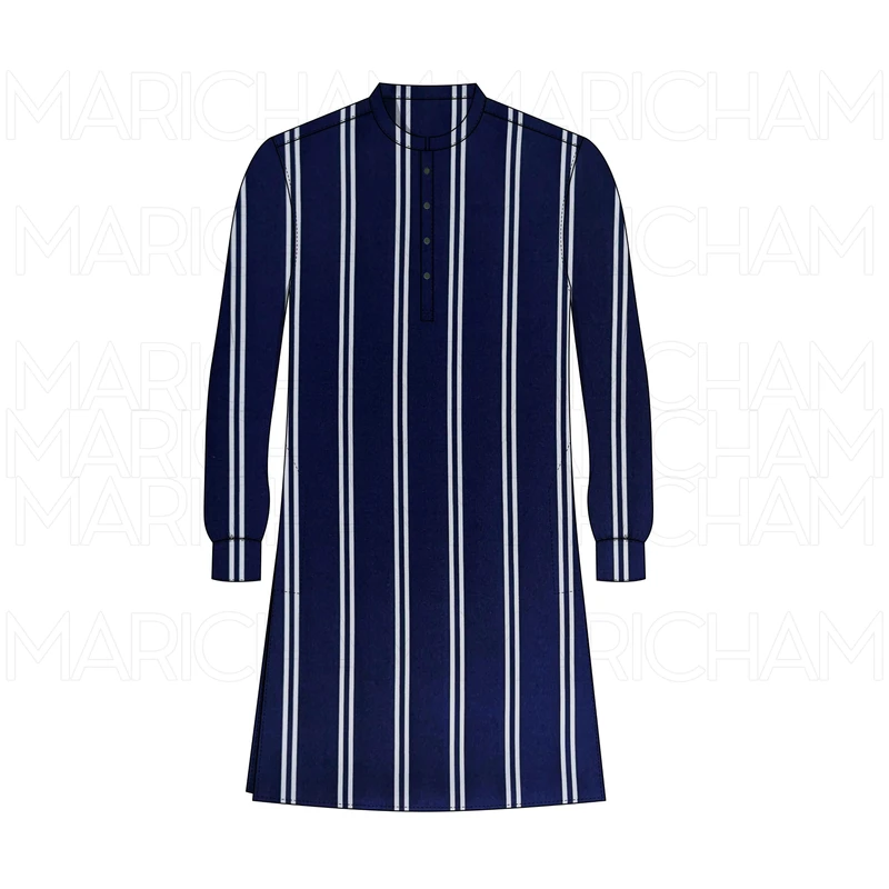 Navy Blue-White Striped Tencel Fabric F942087 - Image 8