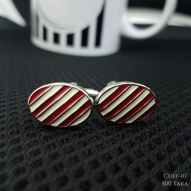 Silver-White Striped Cufflinks. Cuff-5