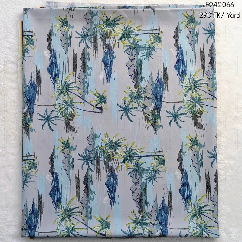Grey Backed Island Design Stretchable Fabric F942066 - Image 3