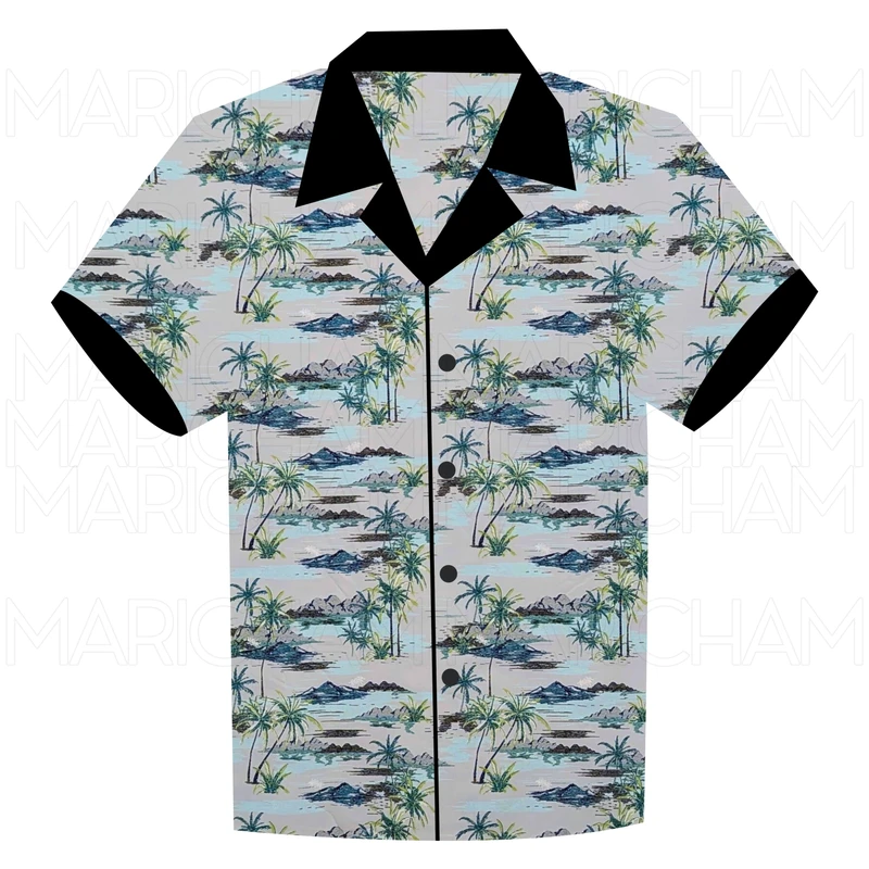 Grey Backed Island Design Stretchable Fabric F942066 - Image 7