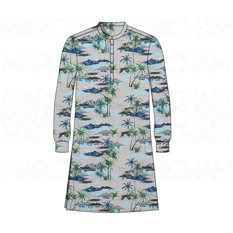 Grey Backed Island Design Stretchable Fabric F942066 - Image 8