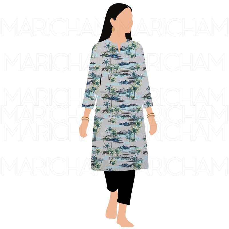 Grey Backed Island Design Stretchable Fabric F942066 - Image 10