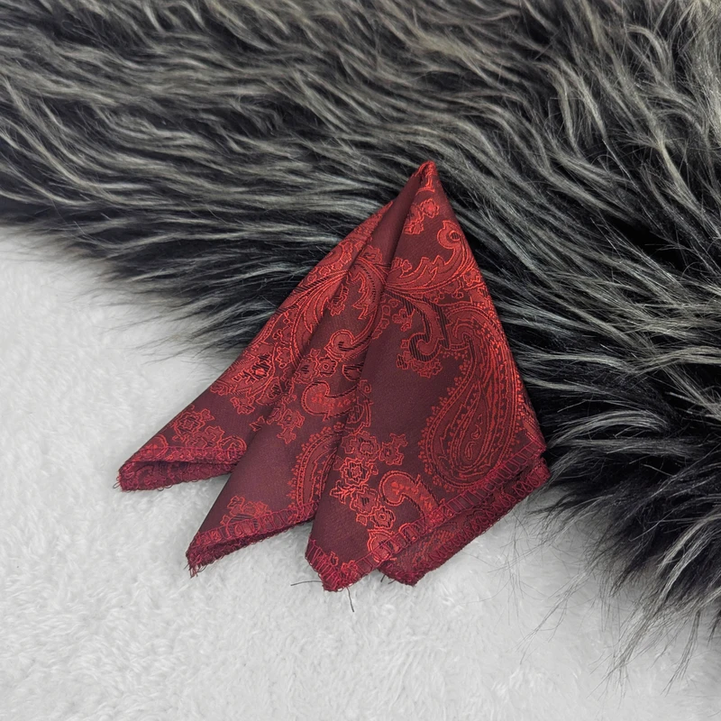 Maroon Paisley 10x10 Pocket Square. PS-22