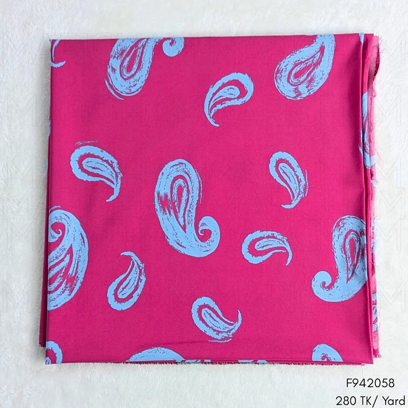 Barbie Pink-Sky Color Paisley Design Stretchable Fabric F942058