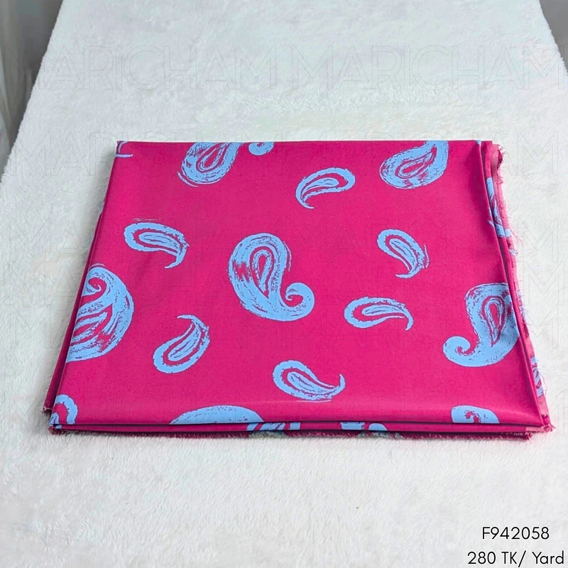 Barbie Pink-Sky Color Paisley Design Stretchable Fabric F942058
