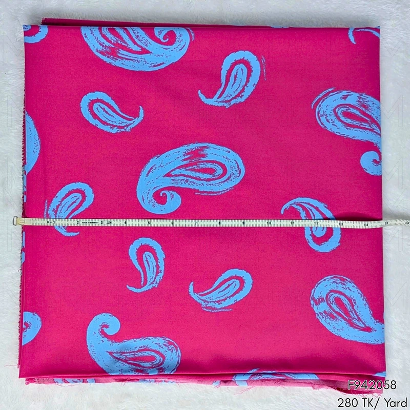 Barbie Pink-Sky Color Paisley Design Stretchable Fabric F942058 - Image 3
