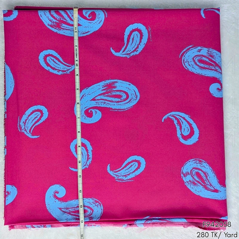 Barbie Pink-Sky Color Paisley Design Stretchable Fabric F942058 - Image 4