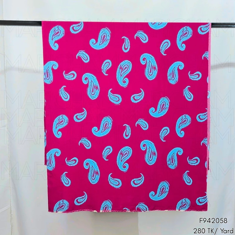 Barbie Pink-Sky Color Paisley Design Stretchable Fabric F942058 - Image 5