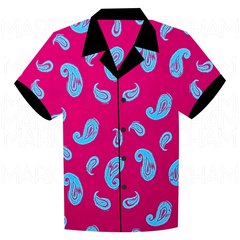 Barbie Pink-Sky Color Paisley Design Stretchable Fabric F942058 - Image 7