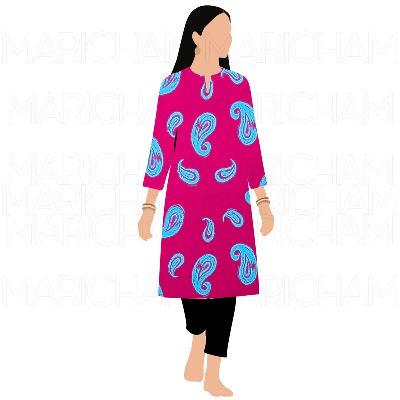 Barbie Pink-Sky Color Paisley Design Stretchable Fabric F942058 - Image 10