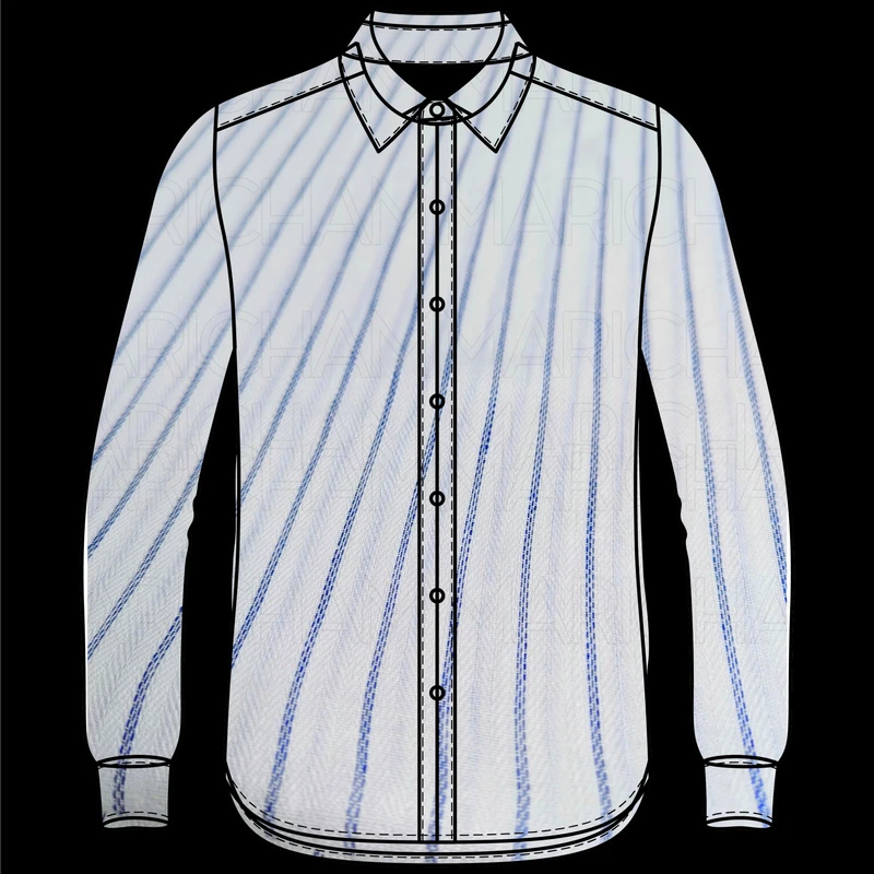 White-Blue Striped Linen Cotton Fabric F942053 - Image 5