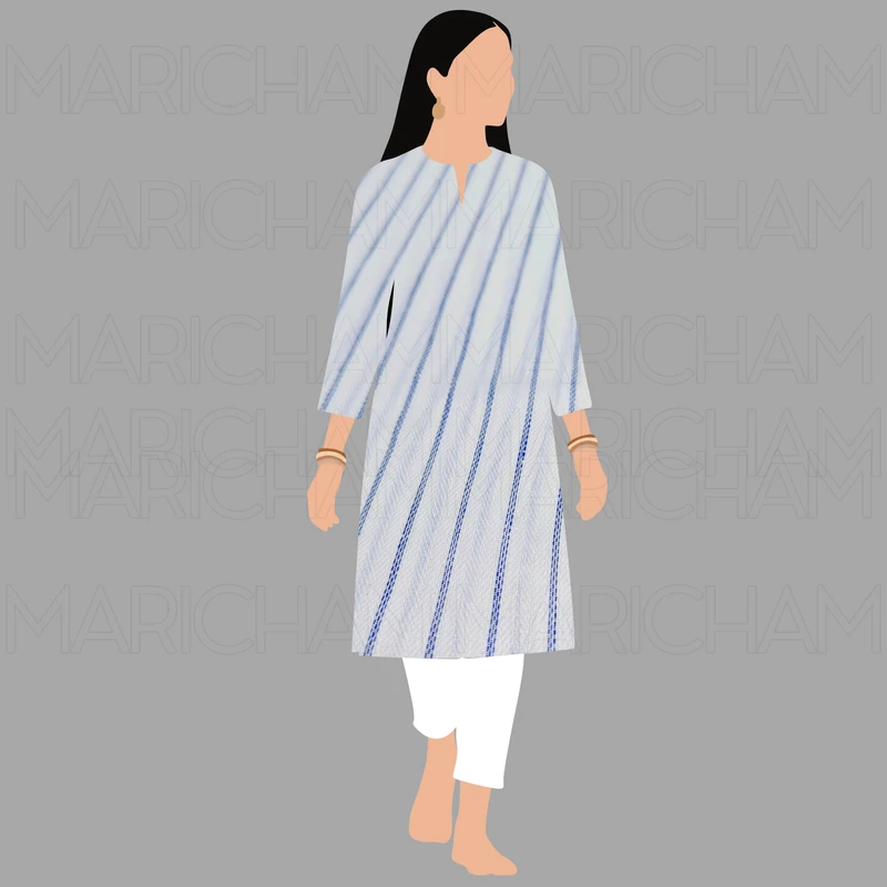 White-Blue Striped Linen Cotton Fabric F942053 - Image 9