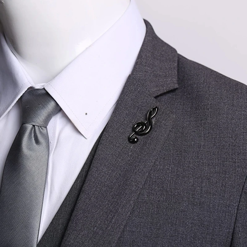 Black Musical Metal Lapel Pin. MLP-40