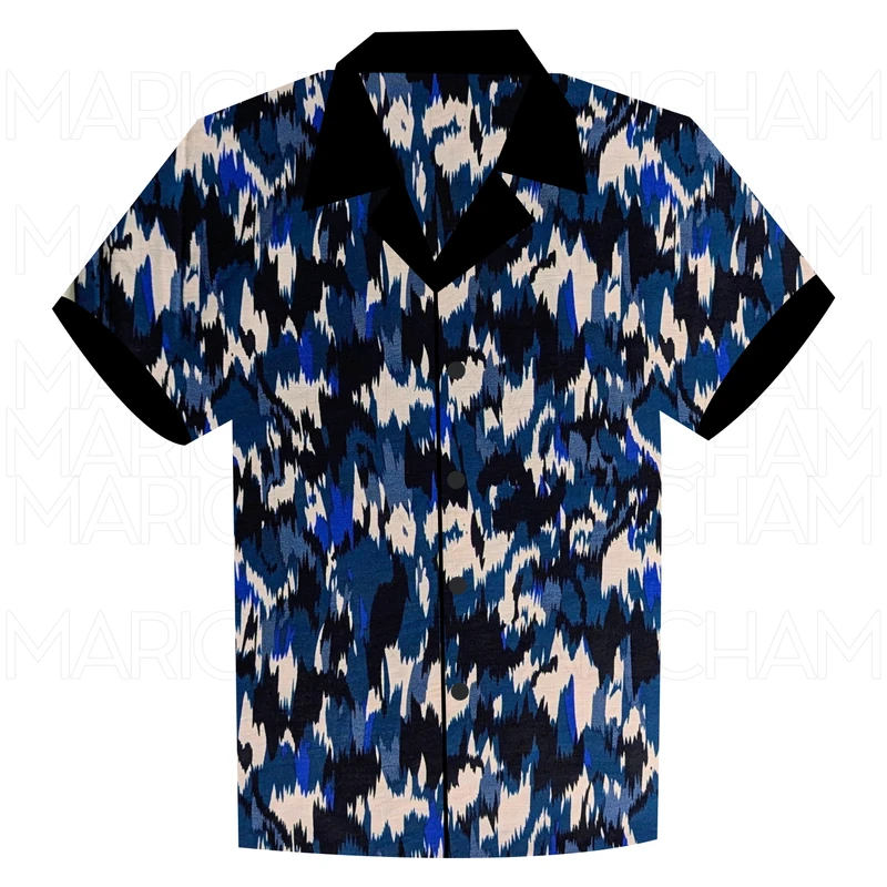 Blue-Black-Light Pink Camouflage Design Fabric F942090 - Image 6