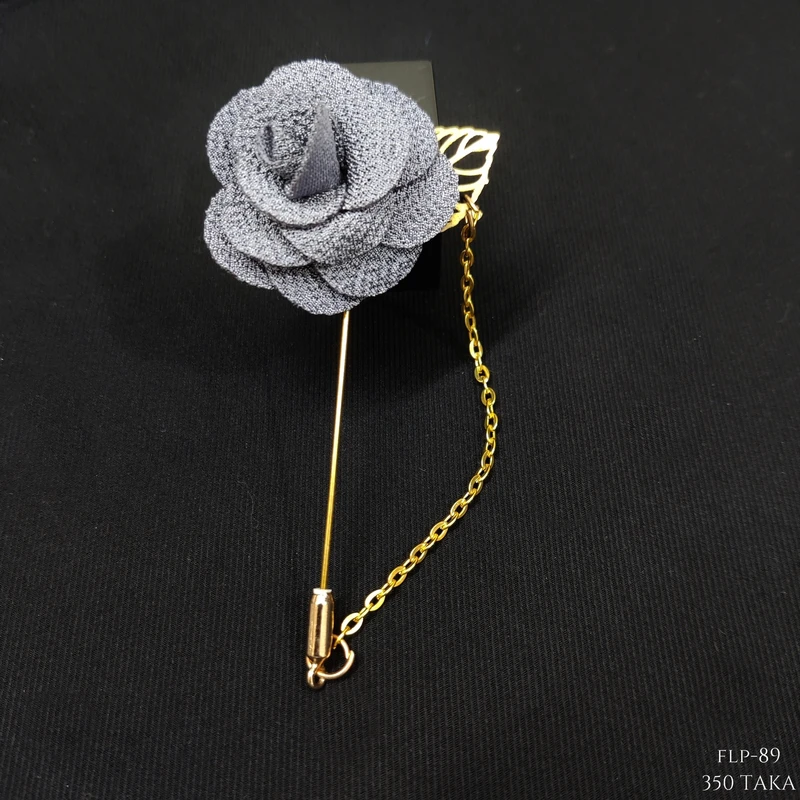 Rose Floral Lapel Pin With Metal Flower and Chain. FLP-13 - Image 8
