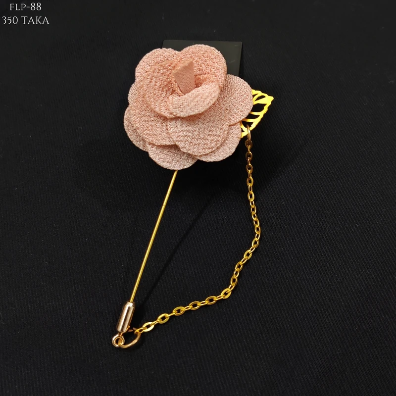 Rose Floral Lapel Pin With Metal Flower and Chain. FLP-13 - Image 9