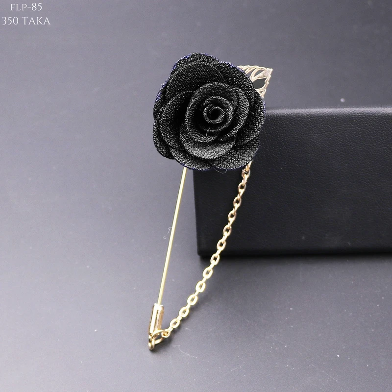 Rose Floral Lapel Pin With Metal Flower and Chain. FLP-13 - Image 11