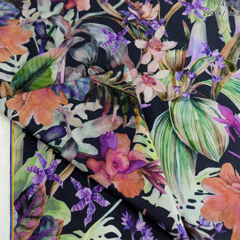 Colorful Tropical Design Stretchable Fabric F942080