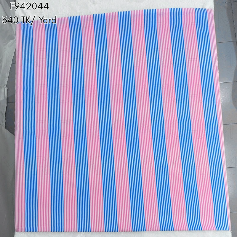 Blue-Pink Striped Cotton Fabric F942044 - Image 3