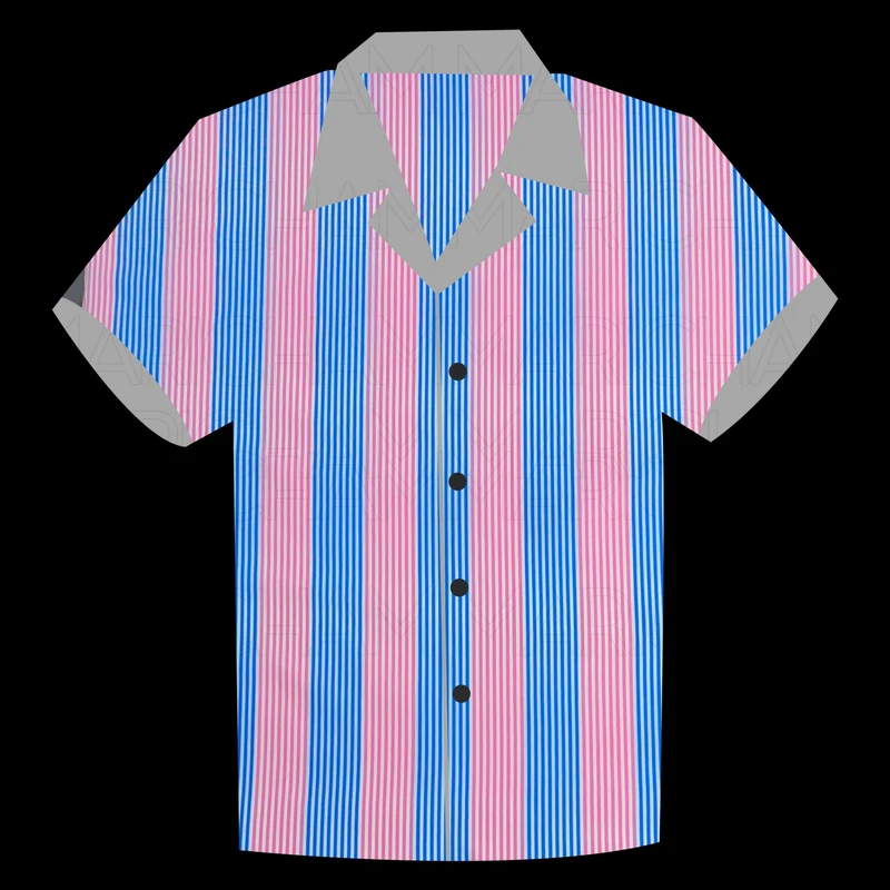 Blue-Pink Striped Cotton Fabric F942044 - Image 5
