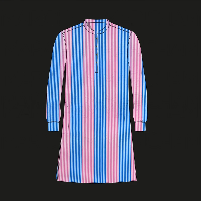 Blue-Pink Striped Cotton Fabric F942044 - Image 6