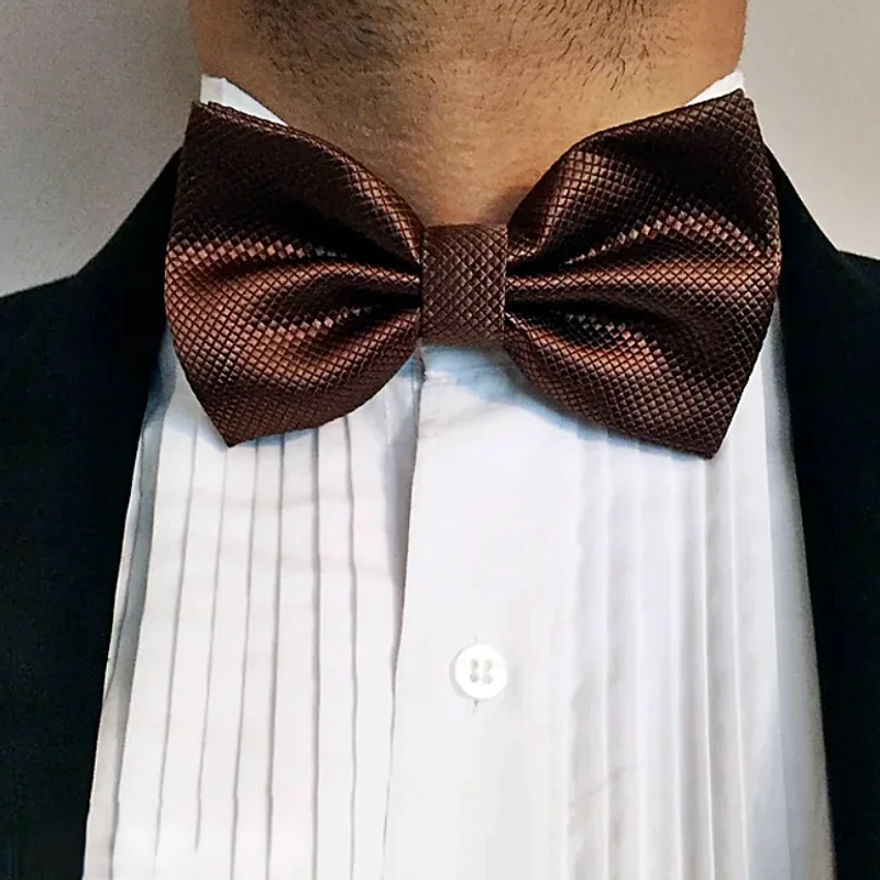Dark Brown Glossy Bow Tie. Bow-12