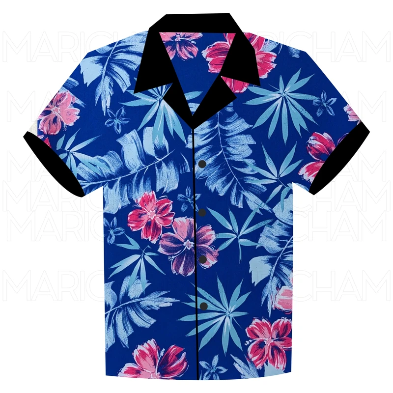 Blue-Pink-Sky Floral Design Stretchable Fabric F942073 - Image 7