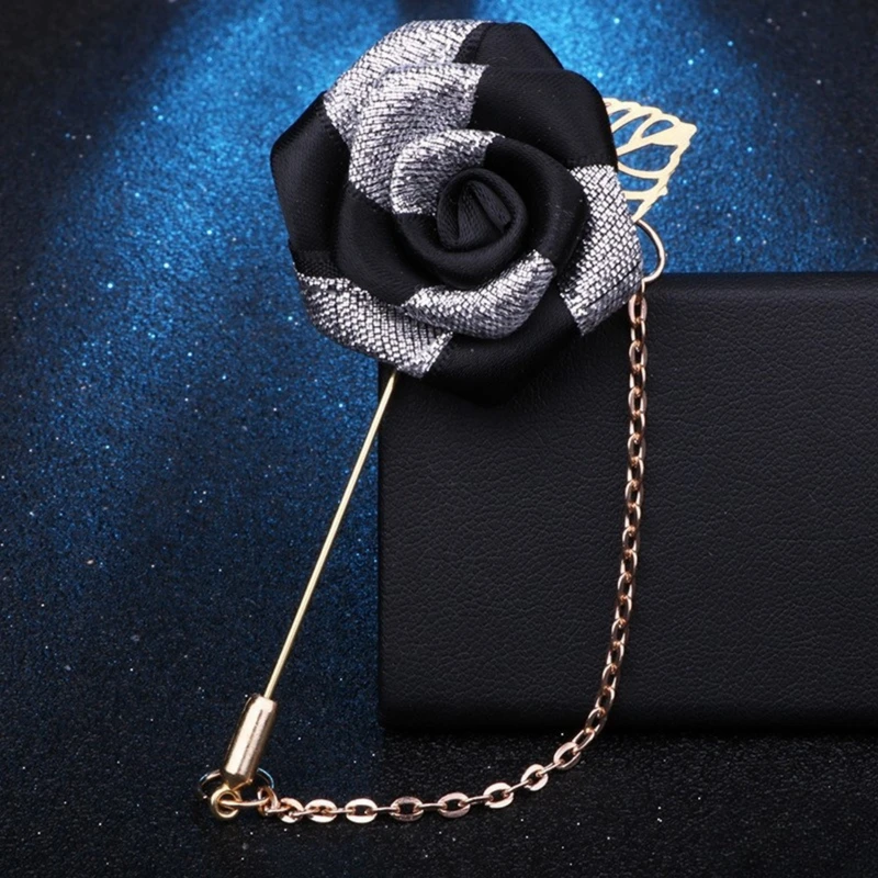 Floral Lapel Pin With Golden Metal Flower. FLP-18
