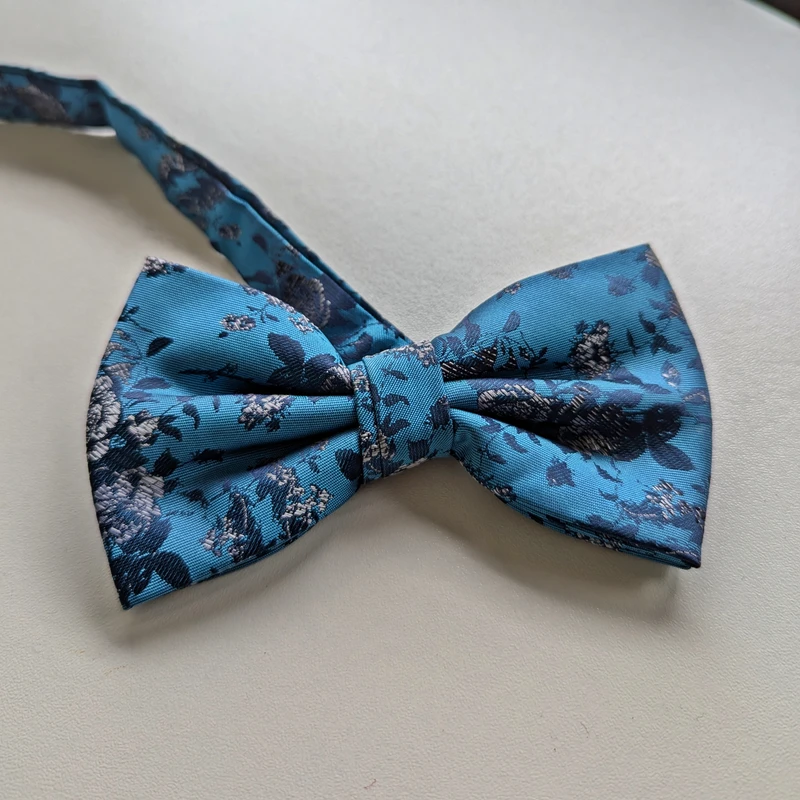 Turquoise Floral Bow Tie. Bow-17