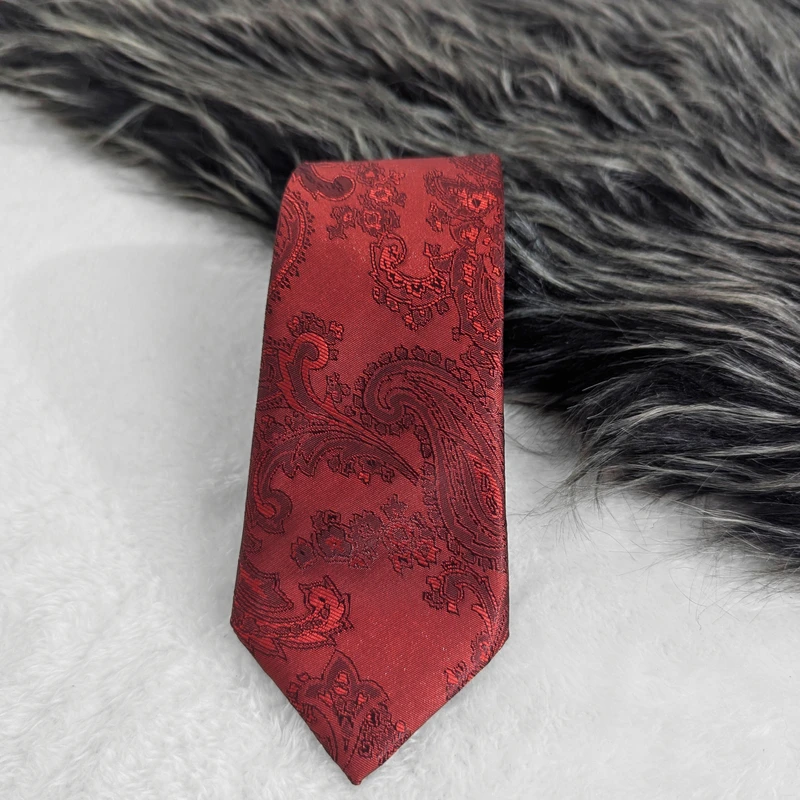 Red Paisley Neck Tie. TIE-7